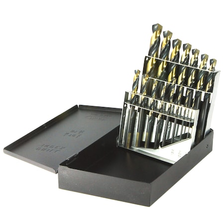 Drillco 15PC MECH. DRILL BIT SET 3/8 SHK 1/16-1/2 BY 32THS 1045N15
